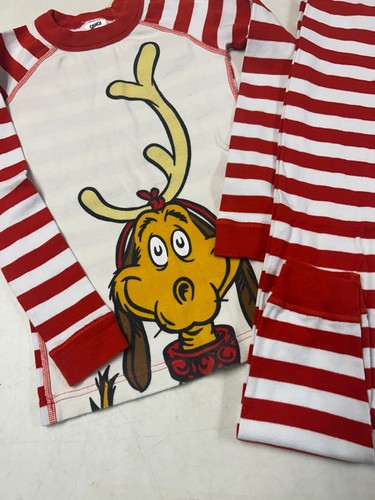 HANNA ANDERSSON ORGANIC COTTON HOLIDAY GRINCH MAX LONG JOHNS PAJAMAS 130 8 - Picture 2 of 4