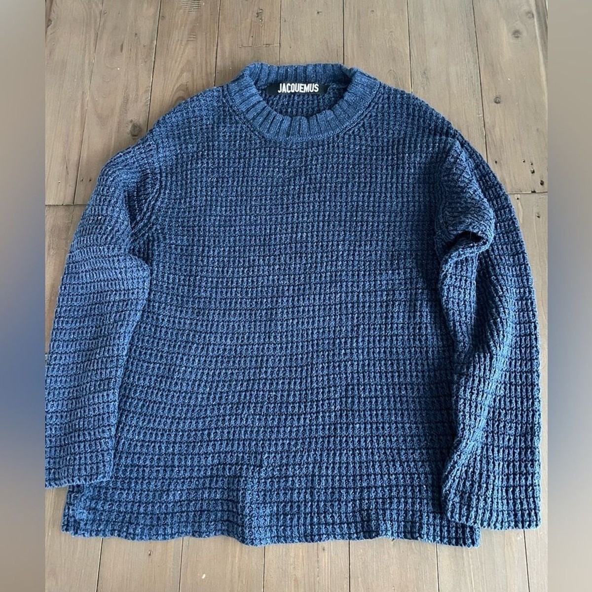 Jacquemus flax cotton blend navy blue sweater | eBay