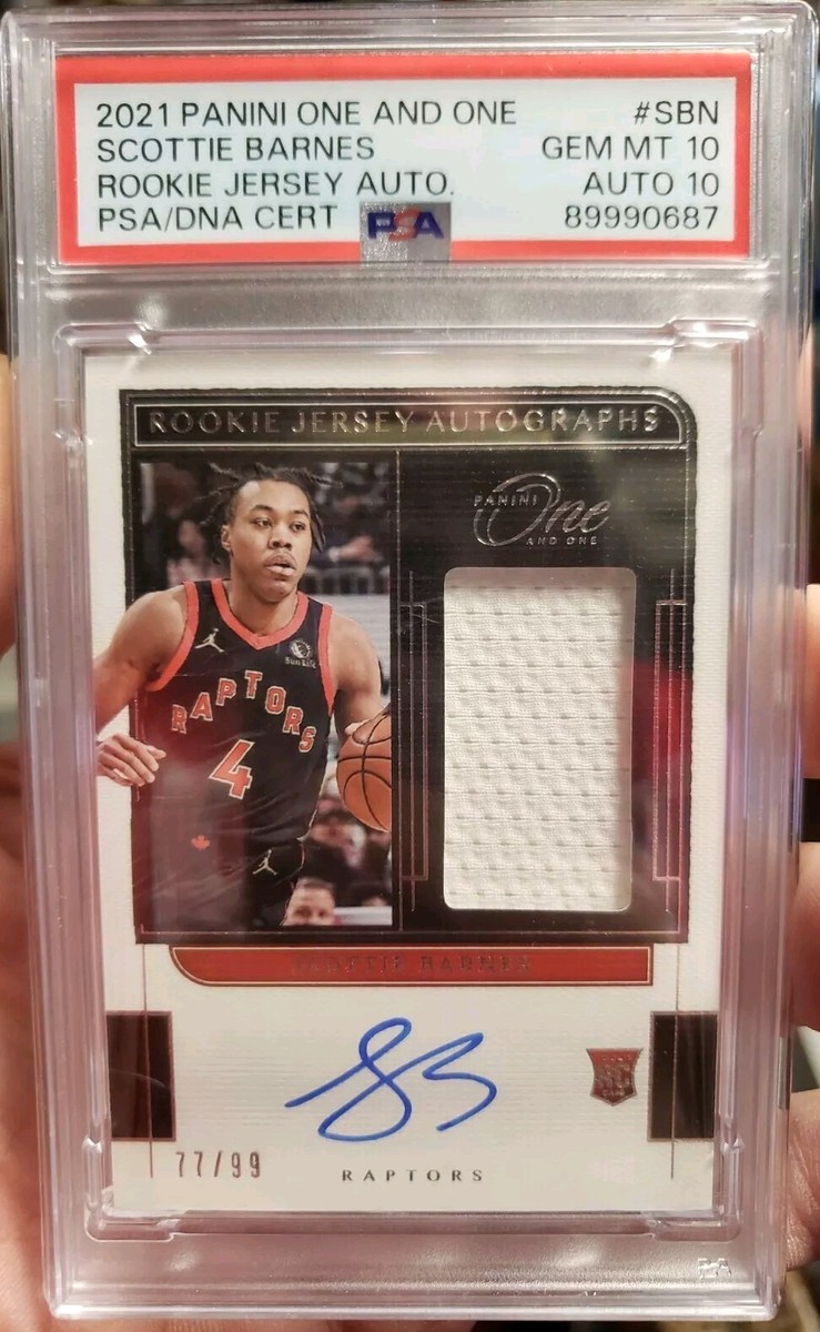 Scottie Barnes 2021-22 Panini One and One Rookie Jersey Autograph 