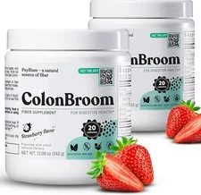 Colon Broom Husk Powder Strawberry Rids Bloating,  60 Servings