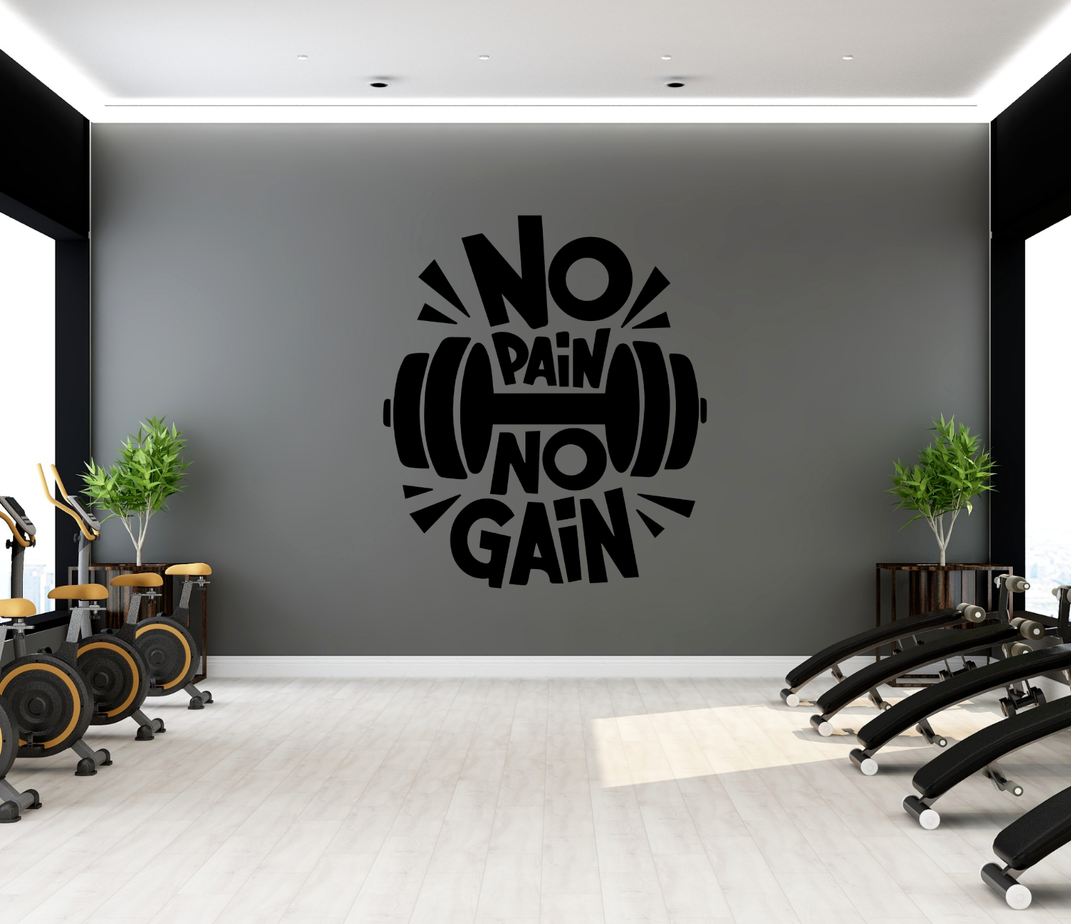 No Pain No Gain Barbell Motivational Gym Quote Vinyl Wall Decal | eBay