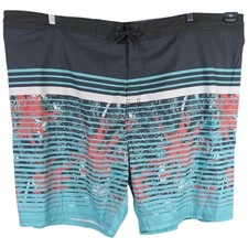 4XB Board Shorts Swimming Trunks Big Mens Roundtree Yorke Aquamarine Striped 54