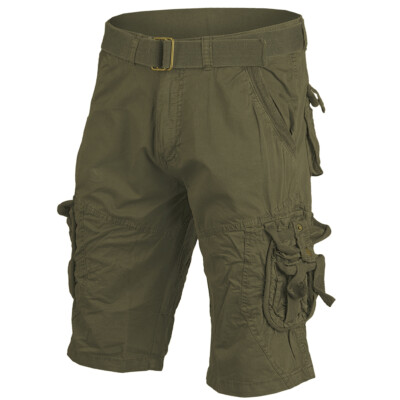 Mil-Tec Vintage Survival Shorts Mens Hunting Hiking Cargo Pants Prewashed Olive