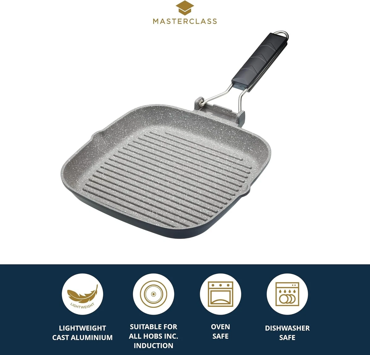Plancha Sartén con Mango Plegable Antiadherente Inducción-Seguro 24cm Masterclass
