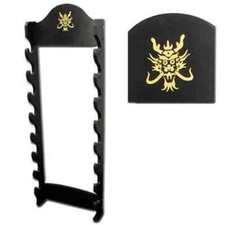 Deluxe Eight Tier Sword Wall Display - Black Wooden Sword Stand Overall 36.75"