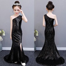 One Shoulder Sequined Sweep Train Princess Fitted Dress Pageant Party Gown