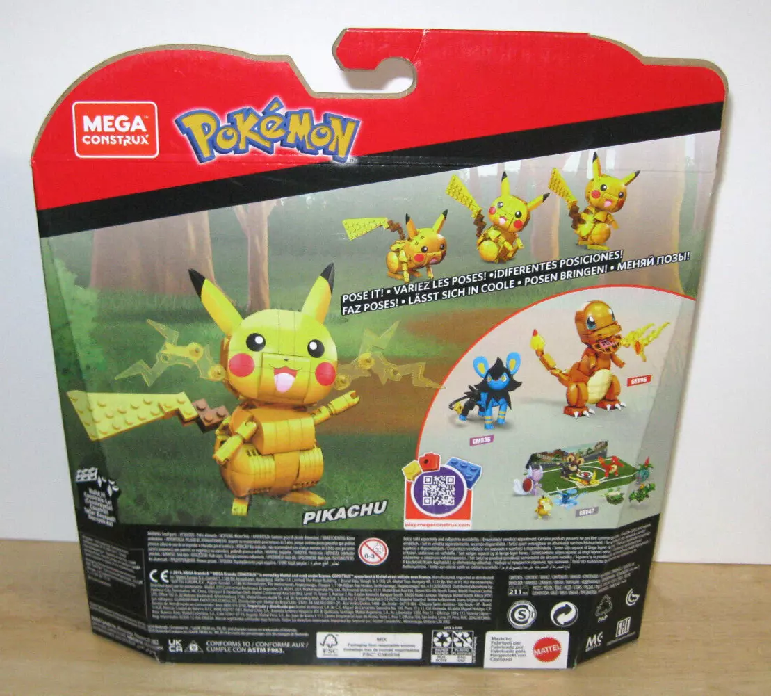 Mega Bloks Construx ~ GMD31 ~ Pokemon Pikachu Poseable Set ~ 211 pcs ~ NIP  VHTF