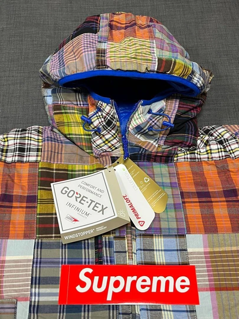 Supreme Madras Reversible Windstopper Puffer Jacket Multicolor Blue Men's M New