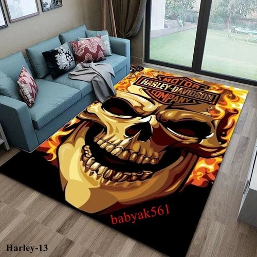 2026 Retro Motorrad Harley SKUll Racing Teppich Fußmatte Wohnzimmer Schlafzimmer - Bild 23 von 35