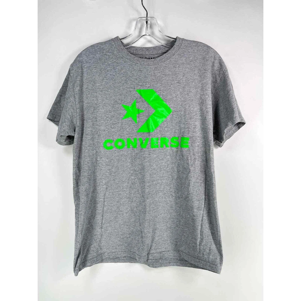 Converse Grey and Neon Green T Shirt Tee Size Medium 90 cotton 10 polyester