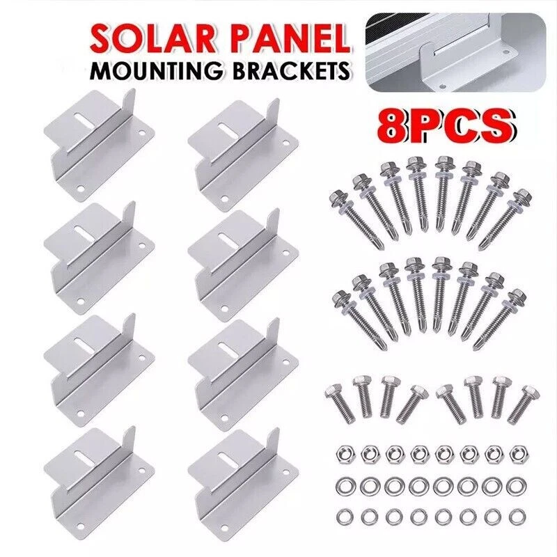 8PCS Solar Panel Mounting Z Bracket Set For Flat Roof Wall Mount Kit Aluminum AU