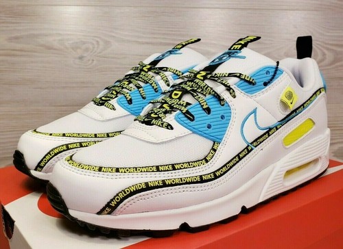 Nike Air Max 90 SE White Black Blue Volt Retro Fashion CZ6419-100 Size 10.5  | eBay
