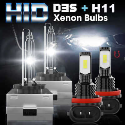 4x D3S HID Headlight Hi/Lo + H11 LED Fog Light Bulbs For Dodge Durango