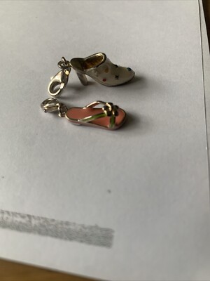 Charm Bracelet X Shoe Charms Flip Flop And Mule Silver And