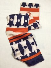 Vintage long symphony scarf blue orange 60s fashion neck modern mod