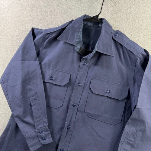 Vintage Military Shirt Mens 16x32 Tropical Blue AF Shade 1549 Wool 70s Vietnam