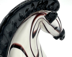 Mid Century Modern Art Glass Stylized Blown Zebra Head Sculpture Paper Weight