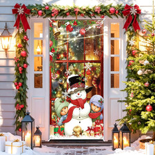 Christmas Door Cover, 35  73in Merry Xmas Front Door Covers Banner Decor with C
