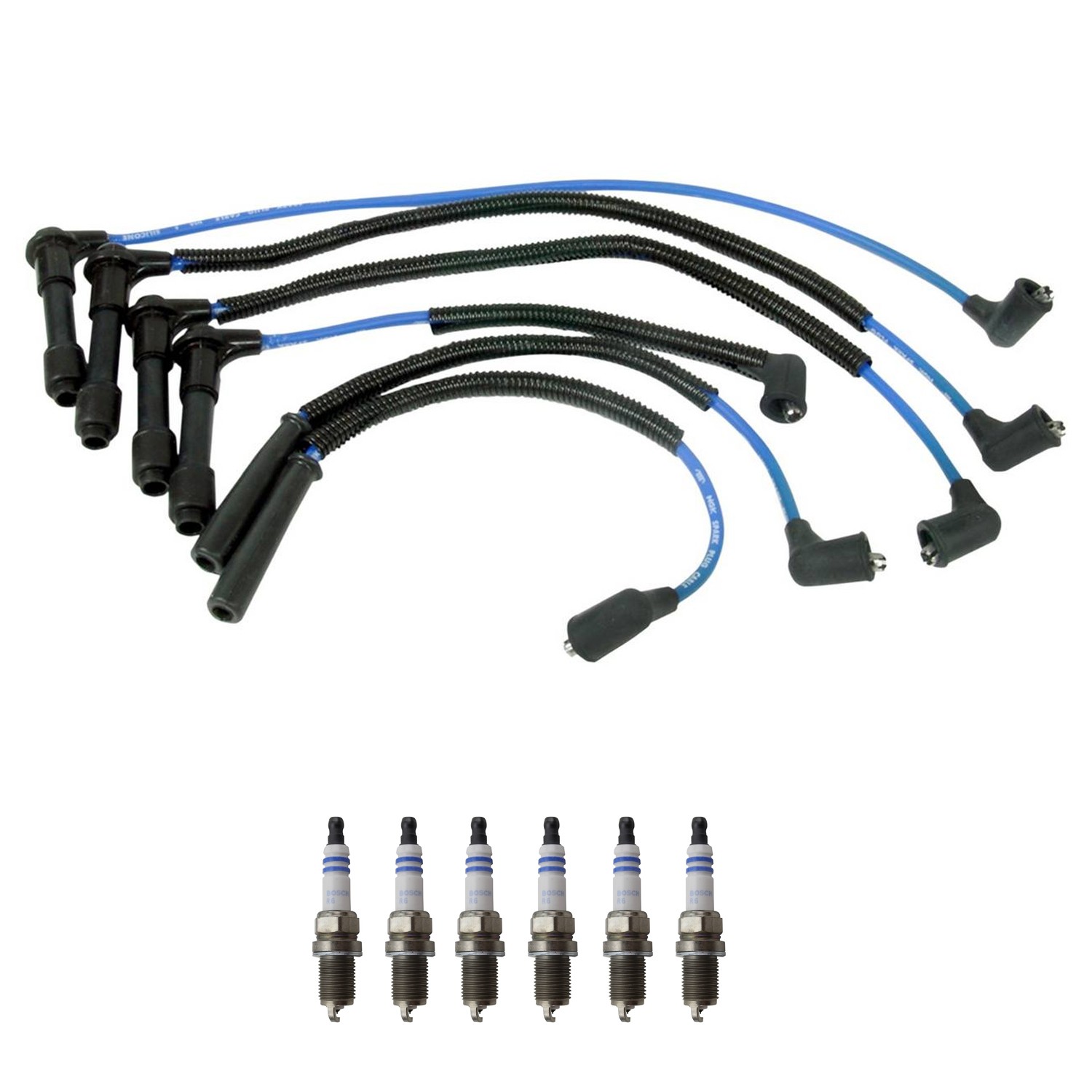 NGK Wire Set  Bosch 6 Platinum SparkPlugs Kit for Frontier Xterra 3.3 V6 VG33ER