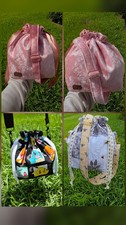 Soft Square Bottom Drawstring Bag with Crossb...