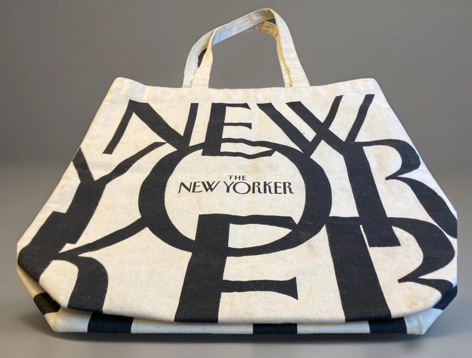 Bolso de Mano Clásico de Lona The New Yorker Magazine Aproximadamente 15" x 15" x 5" Bueno Foto 3 de 4