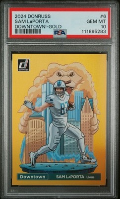Sam LaPorta /10 Gold Downtown PSA 10 GEM MINT 2024 Donruss #6