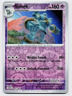 Golurk 043/086 Reverse Holo SV: Black Bolt NM Pokémon TCG
