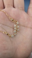 Womens Elegant Necklace CZ Pendant 18K Gold Plated Stainless Steel Chain Jewelry