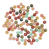 100 Stk. Acryl Buchstabenperlen 4X7Mm Bunt Mit Gold-C, FüR Schmuck