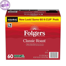 NEW Folgers Classic Roast, Medium Roast Coffee, Keurig K Cup Pods, 60 Count Box
