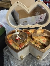 Music Time Double Heart Musical Jewelry Box Wind-Up Rotating Ballerina