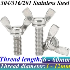 M3 M4 - M12 304/316/201 Stainless Steel Butterfly Wing Screw Thumb Screw Wing