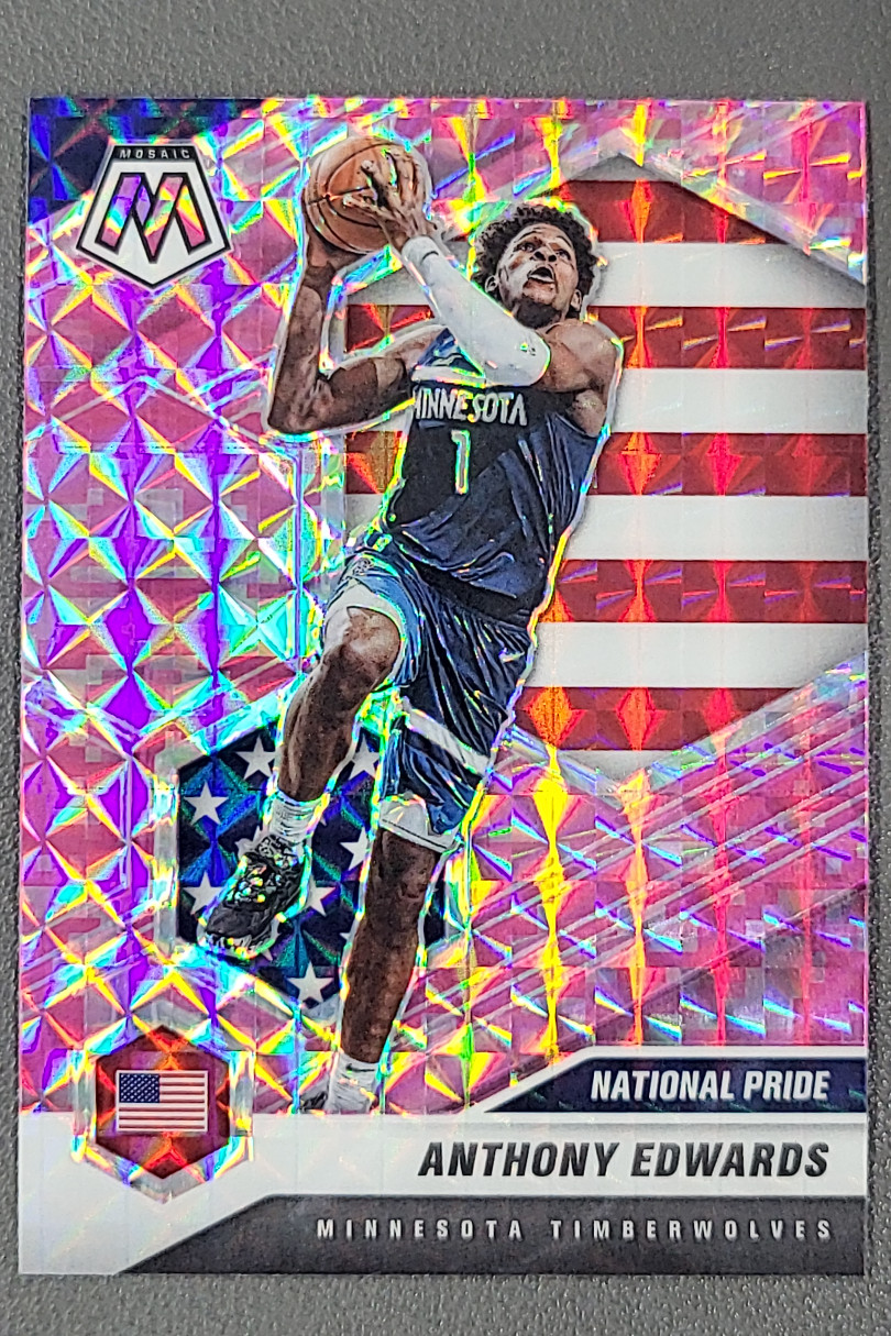 2020-21 Panini Mosaic Anthony Edwards National Pride Pink Camo Prizm RC #252