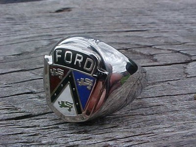 1950s Ford Car Crest Silver Chrome Ring Size #12 NOS Unique Hi-Quality