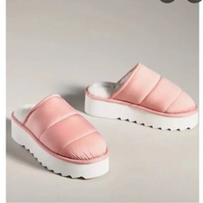 Anthropologie Maeve Pink Puffy Platform Slippers Size Large Fuzzy Boho Comfort