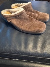 UGG Australia Brown Suede Shearling Lined Clogs Mules Slip-On