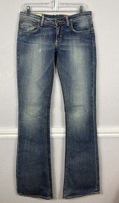 Dondup Hero Blue Medium Wash Denim Flare Bootcut Y2K  Low Rise Jeans Size 28 