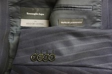 Ermenegildo Zegna Traveler Micronsphere Blue Striped Roma 2 Pc Suit Sz 48L