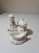 Dresden porcelain salt cellar Condiment Set Germany Vintage