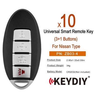 10x KEYDIY KD ZB03-4 Universal Smart Remote Key 3+1 Buttons for Nissan for KD-X4