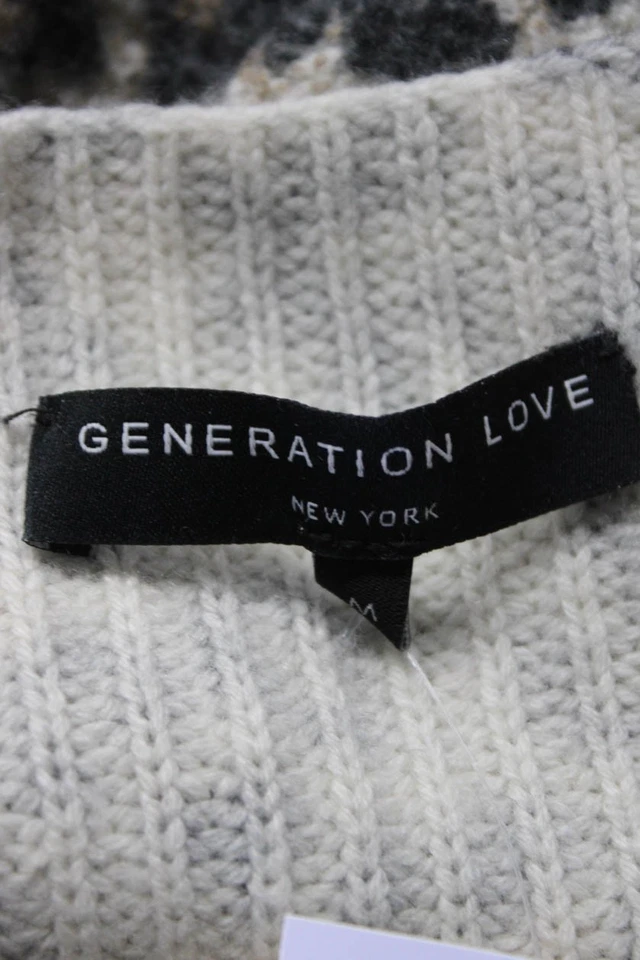 Generation Love Womens Wool Leopard Print Mock Neck Sweater Multicolor Size M - Image 4 of 4