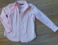 Ralph Lauren Women PS - Peach & White Striped Button Down Long Sleeve