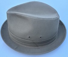 Vintage United Hatters Caps Millinery Tan Beige Brown Fedora Hat Size 7 1/8