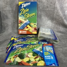 Bolsa de cocina Ziploc Zip'N Steam mediana (19) y grande (45) total de 64 bolsas