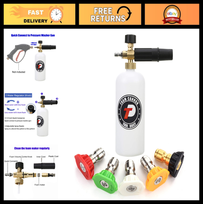 #ad #ad Foam Cannon for Pressure Washers 1L with 1 4quot; Quick Connector amp; 5 Nozzle Tips $23.99