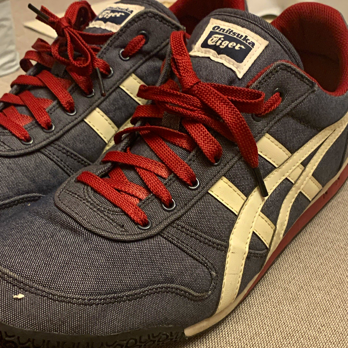 Onitsuka Tiger Men's D520N Blue/Red/White Lace-Up Low Top Athletic