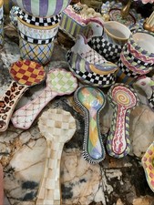 Mackenzie-Childs Parchment Check Ceramic Spoon Rest