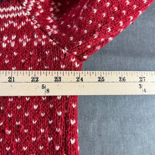 L.L. Bean Cardigan Sweater Mens XL Red Fair Isle Knit Button Front Heavy Holiday - Picture 8 of 8