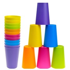 12er Set bunte Plastikbecher 160ML Mehrweg Trinkbecher langlebig spülmaschine...