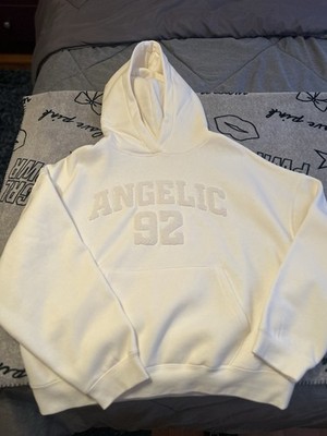 FB Sister White Pullover Hoodie Angelic 92 Graphic Fleece Pockets Women S